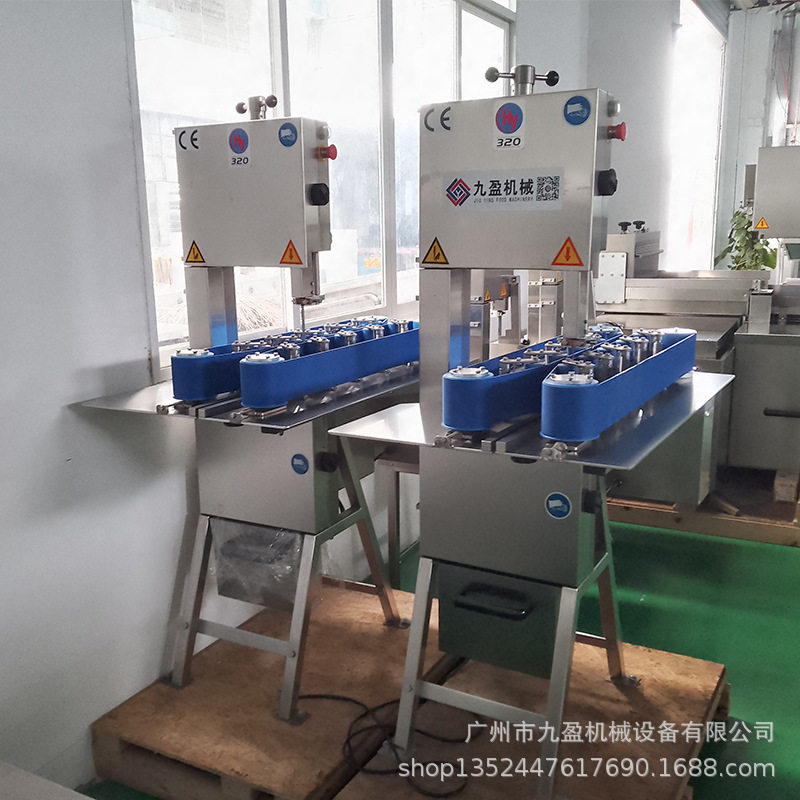 输送式牛蹄分半机 九盈高速猪脚劈半机 鸡鸭开半机冻鱼对半分切机
