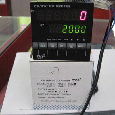 全新台湾TVV CV7-PS62智能脉冲计米器双数显计数器长度计两段输出