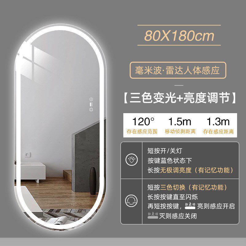 IYR7智能试衣镜led更衣镜带灯壁挂贴墙全N身镜椭圆穿衣镜子玄关镜