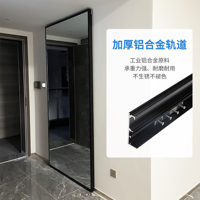 双向缓冲无轨幽灵门隐q形轨道五金配件厨房卫生间推拉门阻尼吊滑