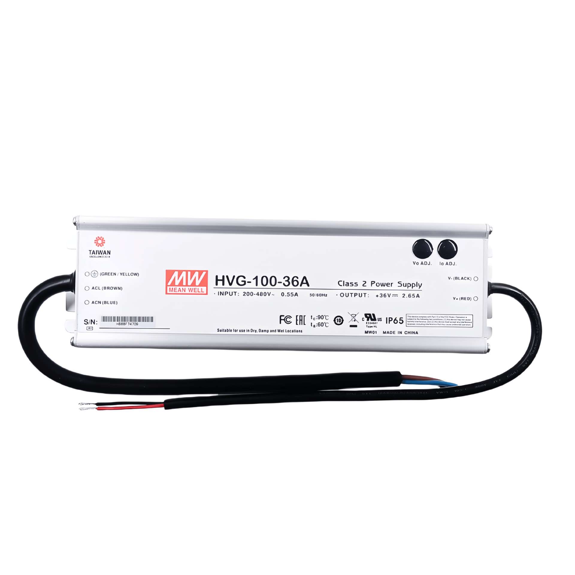 明纬电源 HVG-100-15A 380V输入开关电源防水