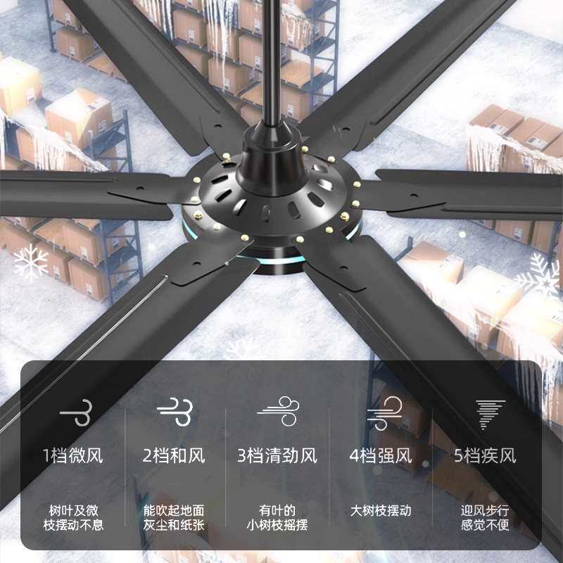 日彩工业吊扇车间超大风力吊顶风扇商业工厂80寸大功率遥控电风扇