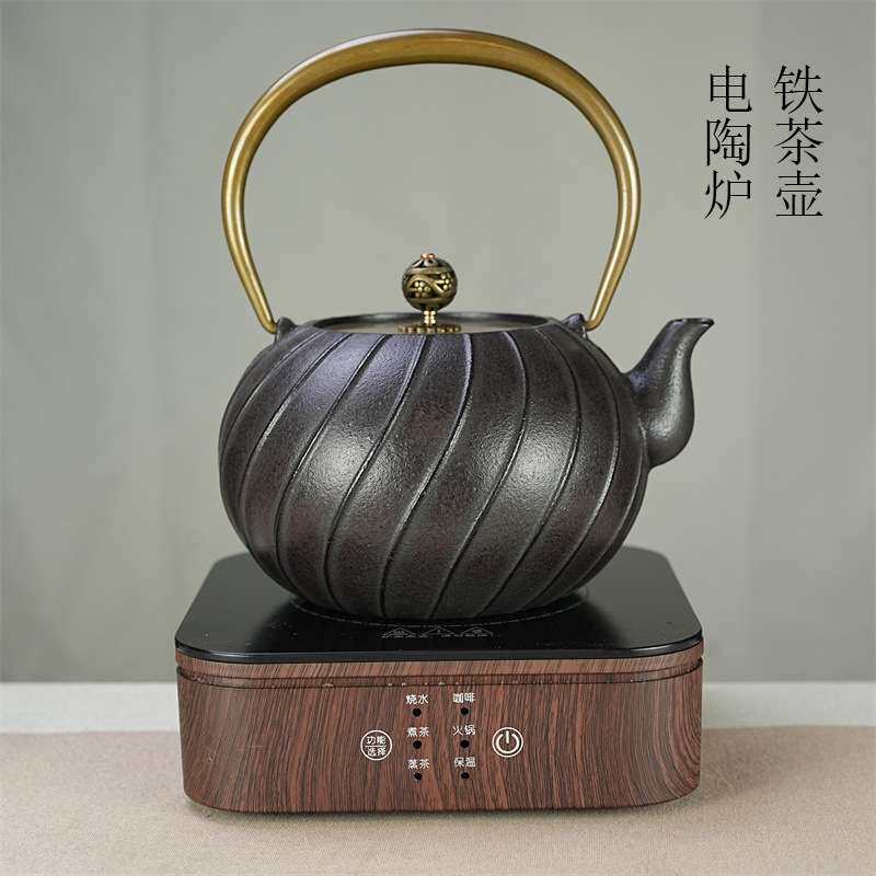 家用复古养生铸铁壶烧水泡茶壶电陶炉茶具套装新中式茶室摆件装饰