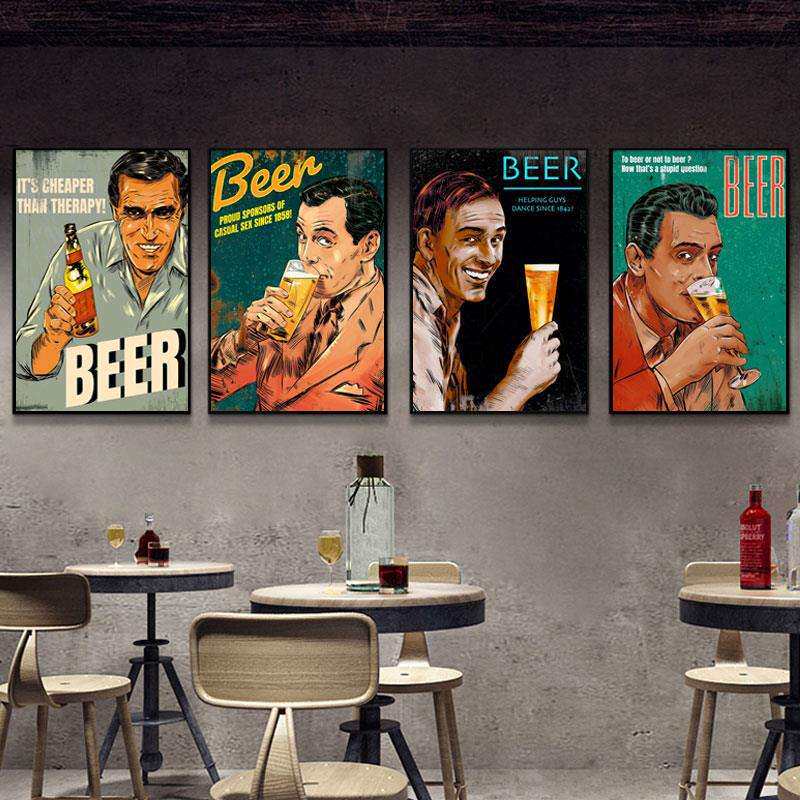 酒吧装饰画精酿啤酒KTV墙面壁画工业风复古怀旧小酒馆清吧挂画
