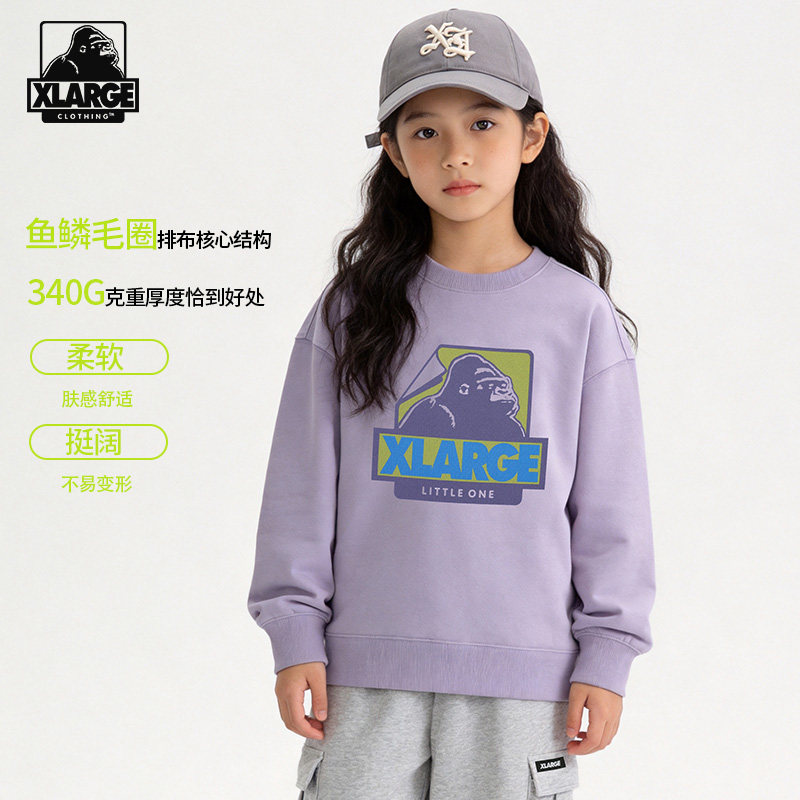 XLARGE男女童圆领宽松套头卫衣图片