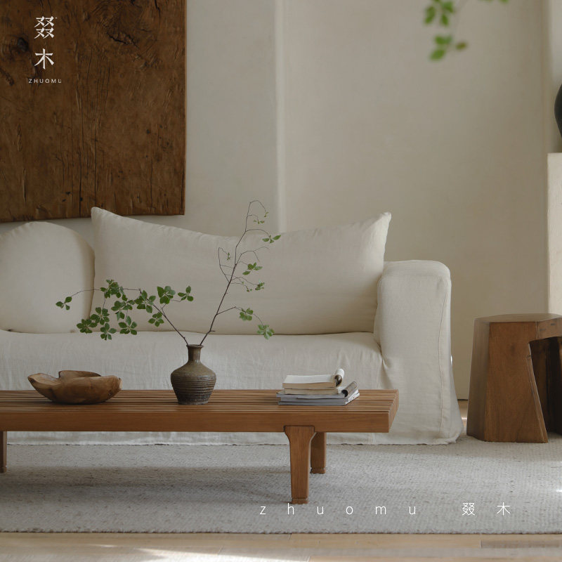叕木 栅栏茶几实木茶几设计师复刻咖啡桌创意日式侘寂风中古家具