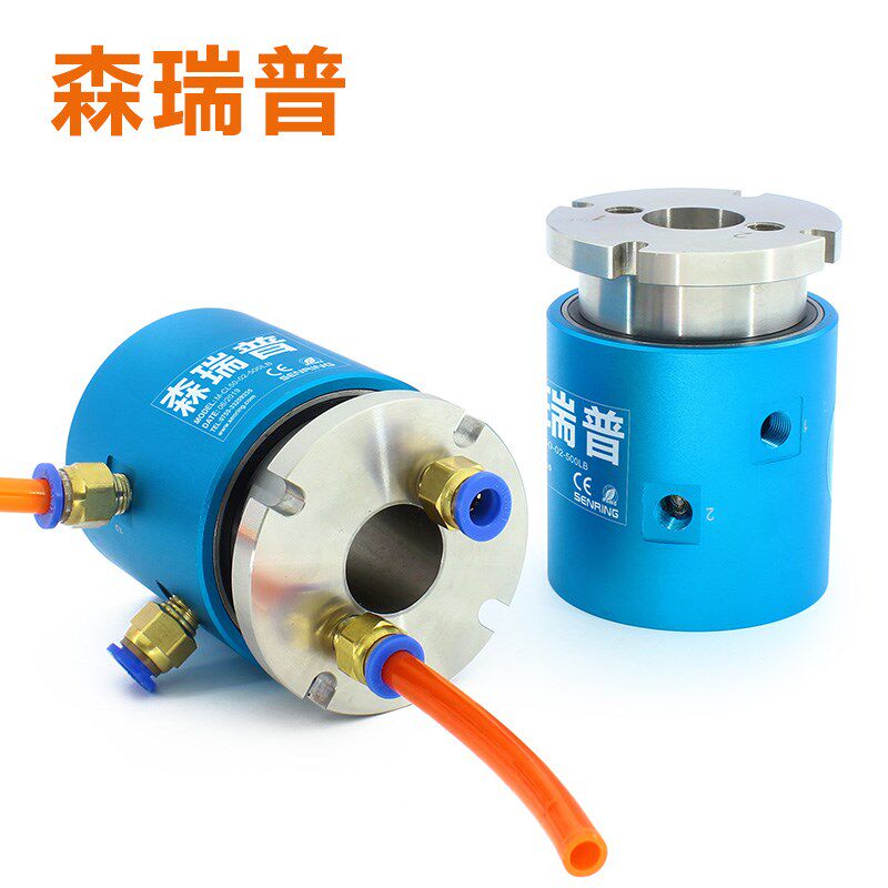 2通路气动旋转接头 法兰中孔25mm 1分牙6 8mm气管 端面出气滑环