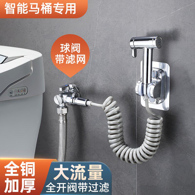 智能马桶专用冲洗喷枪伴侣卫生间增压一进二出球阀带过滤网水龙头