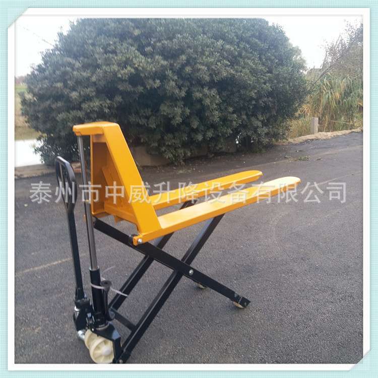 江苏手动剪叉式托盘地牛 高起升油压升降搬运车 液压手推老虎车