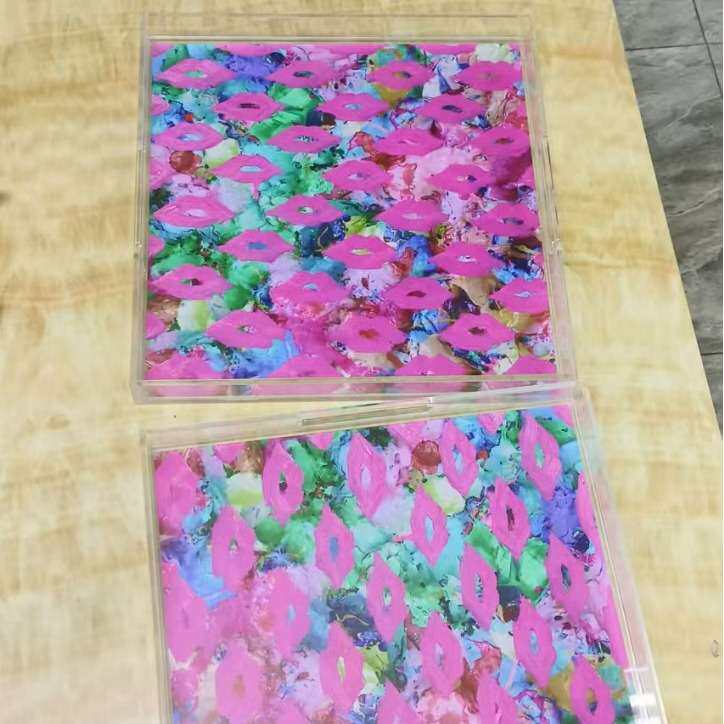 彩色亚克力置物盒    有机玻璃盒子    UV打印+粘接盒子    超市