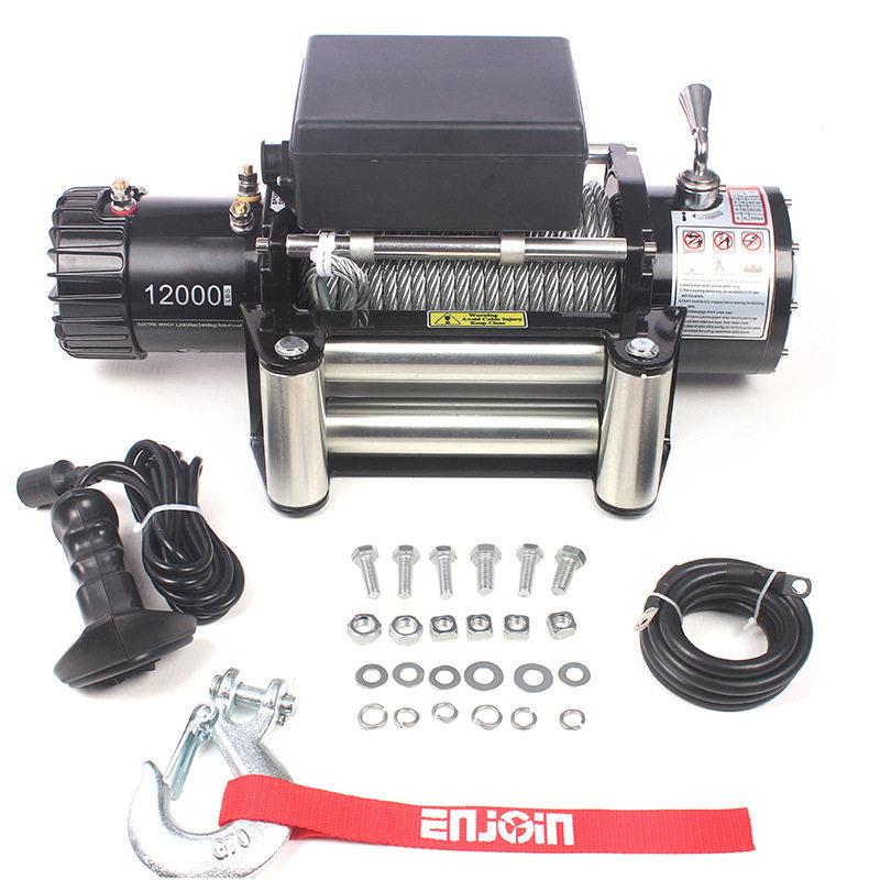 越野车绞盘 12000磅电动绞盘带尼龙绳 车载12V 汽车绞盘