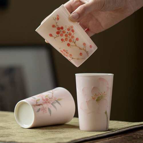 弥言十二花神茶杯套装手工陶瓷小号可乐杯简约现代喝茶主人杯中式