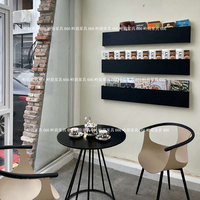 简约休闲风咖啡厅奶茶店桌椅组合酒店大堂客户洽谈椅带扶手靠背椅