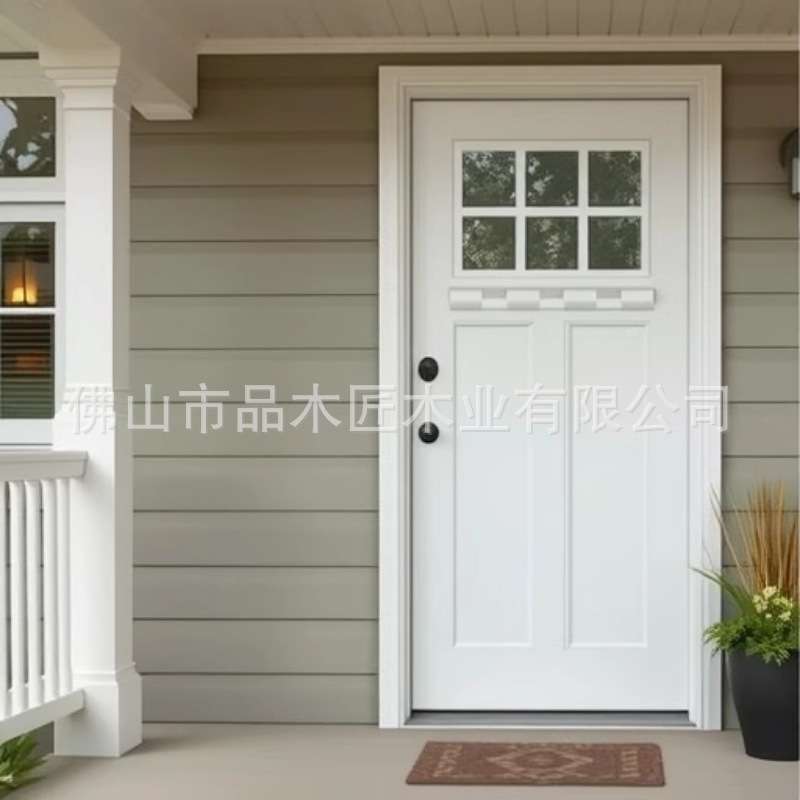 跨境出口外贸法式白色玻璃混油烤漆实木复合入户大门防水平开