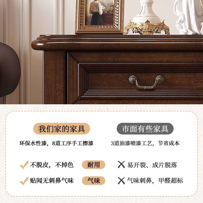 边几美式复古乡村客厅沙发角几实木老钱小茶几卧室家用小桌子方几