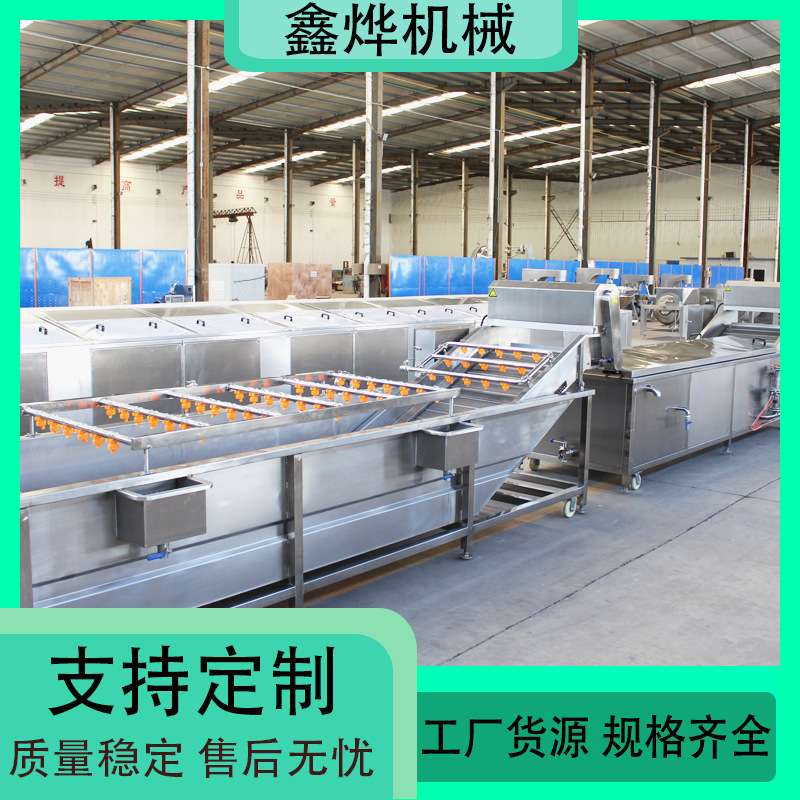 全自动蔬菜清洗机器 海鲜袋装产品气泡清洗设备 喷淋式解冻流水线