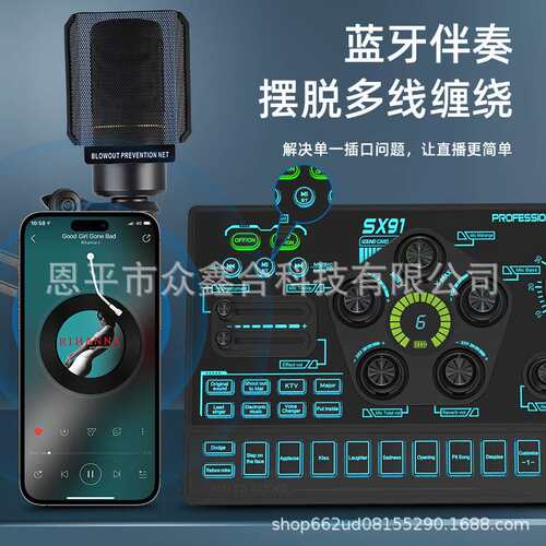 英文版新款直播套装ZX320+SX91自定义音效话筒增益即插即用套装