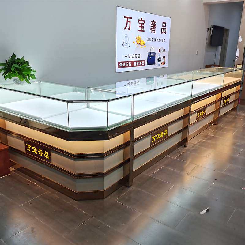 商场轻奢免漆珠宝展览展示柜 黄金翡翠玉器银饰玻璃陈列柜定 制