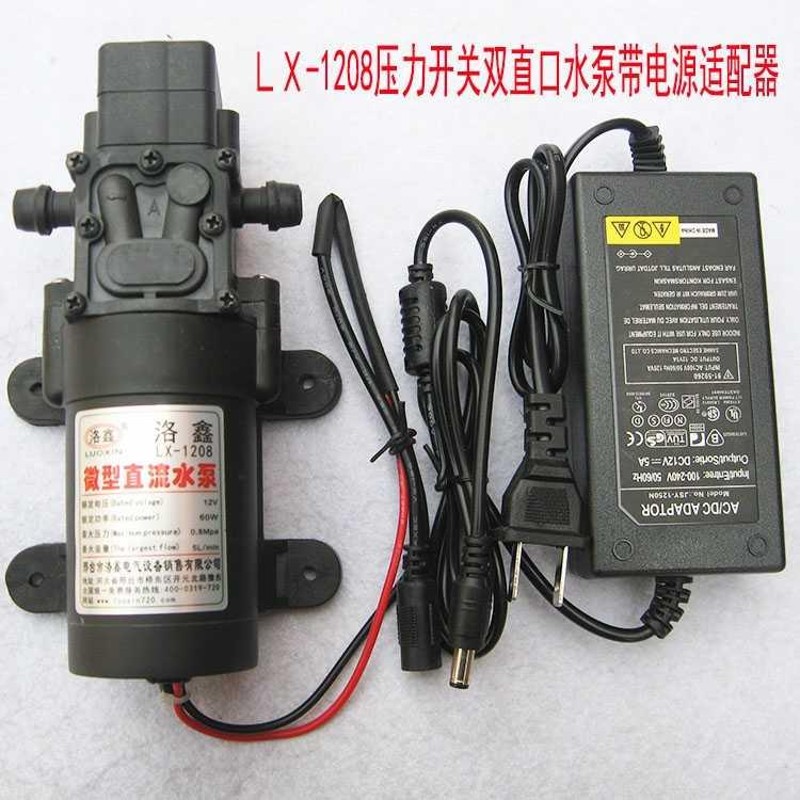 压力开关自吸泵抽水泵12V60W直流微型水泵带变压器洗车泵220V