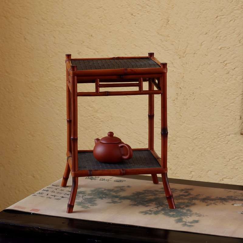 紫竹兰花架手工茶棚茶花台菖蒲架手工竹制花盆茶器展示架