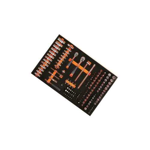 钢盾S025047133件6.3/10MM套筒工具托组套扳手双向棘轮耐用铬钒钢