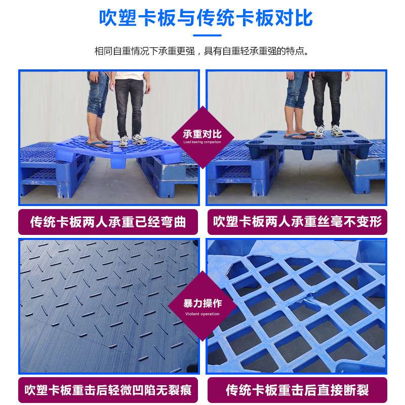 吹塑托盘九脚塑料叉车卡板仓库物流出货栈板承重冷库适用四面进叉