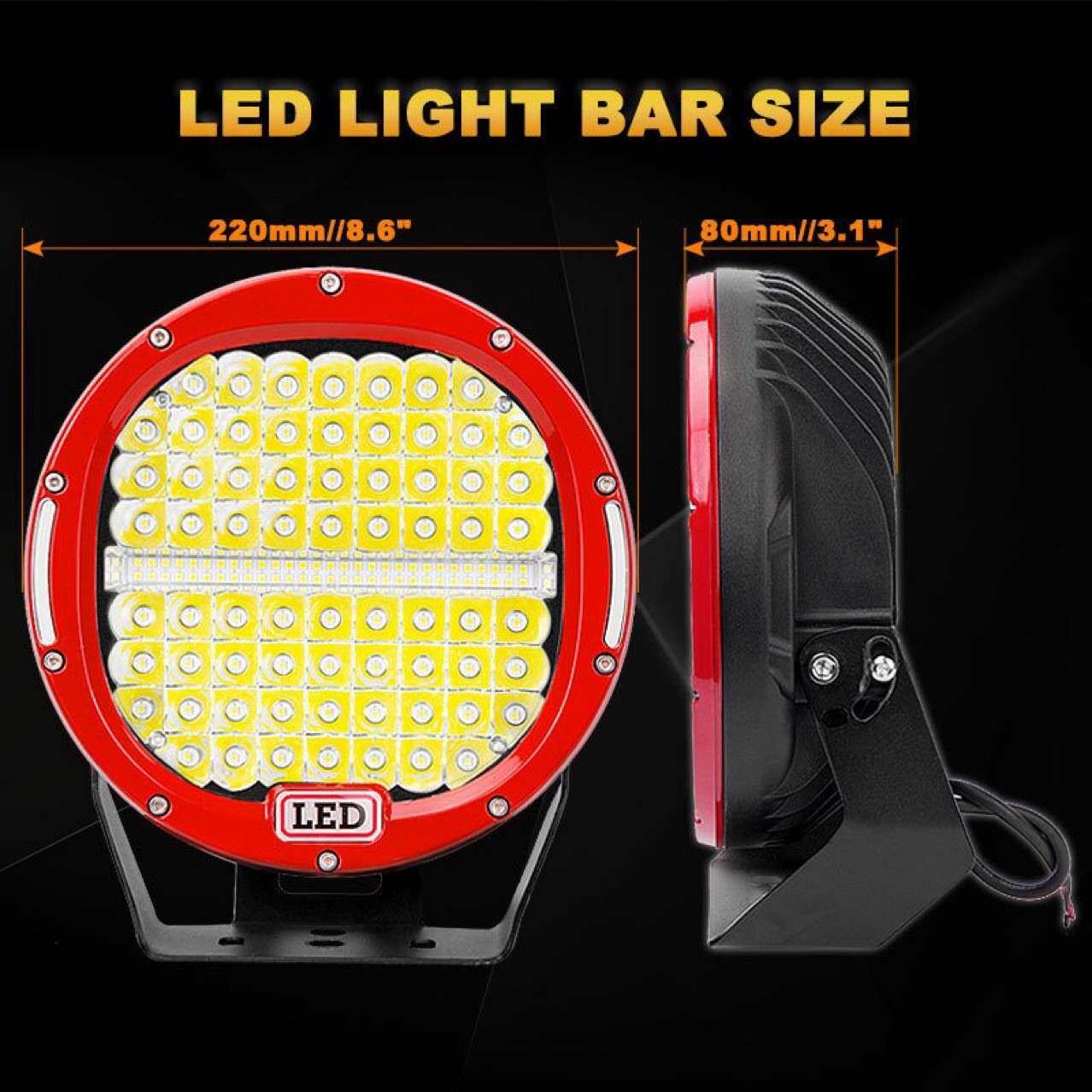汽车LED工作灯 9寸圆形射灯 越野车改装顶灯384w大功率雾灯检修灯
