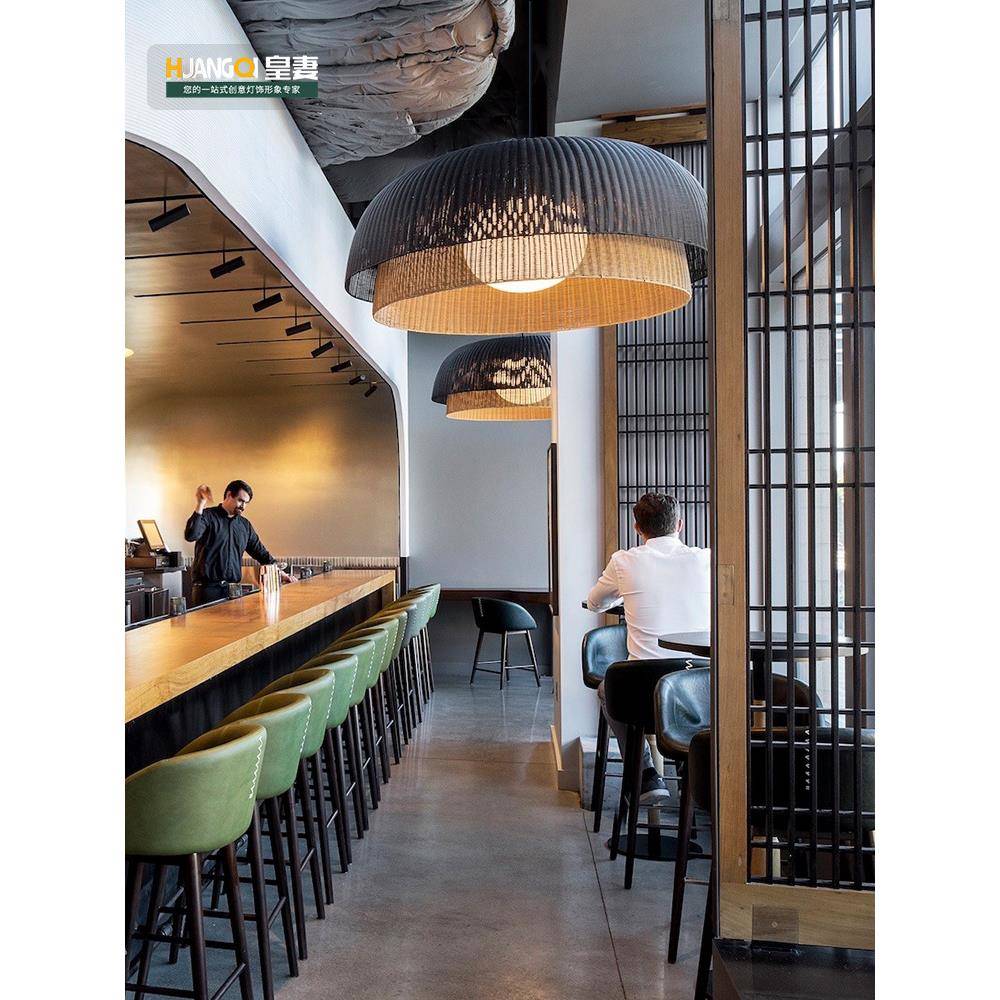 日式藤艺吊灯创意网红火锅店禅意复古民宿饭店餐饮餐厅吧台藤编灯