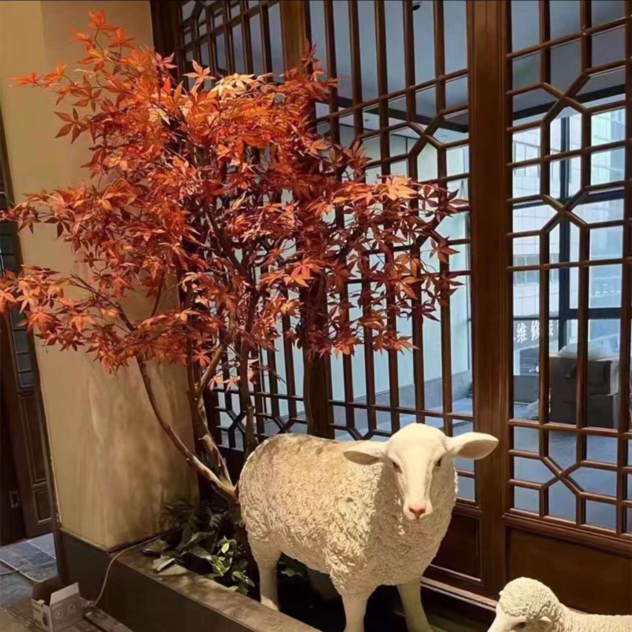 仿真红枫树日式枯山水楼梯口造景装饰假树鸡爪槭室内外绿植景观图片