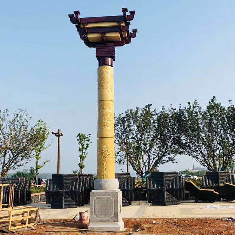 6米8 米小区门口市政特色路灯 东方之冠圆柱装饰建筑造型景观灯