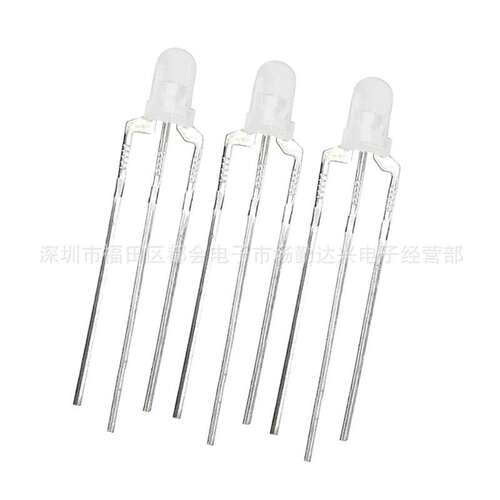 F3圆头雾状黄白双色led3MM高亮灯珠共阴共阳长脚直插双色二极管