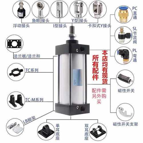 标准气缸SC40X180X220X225X240X260X270X275X290X325X375-S带磁