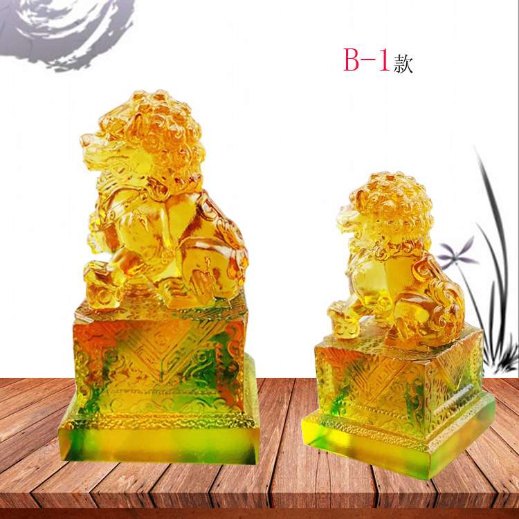 琉璃新款摆件家居装饰工艺品实用客厅水晶玻璃创意狮子印章可刻字