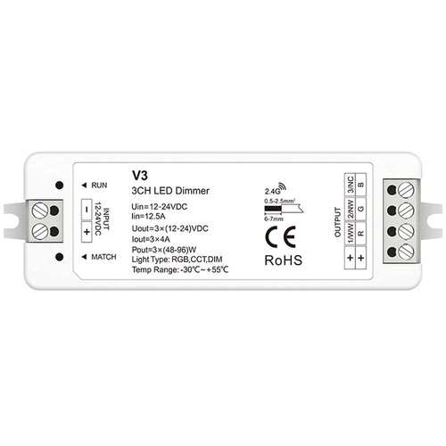 S3 100-240VAC 3CH 1A/CH RGB/?温/调光三通道?压RF控制器 PUSH