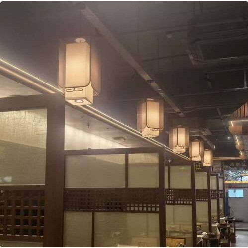 简约面馆餐桌吊灯现代设计师饭店茶楼卡座射灯粥店餐厅大堂纱布灯