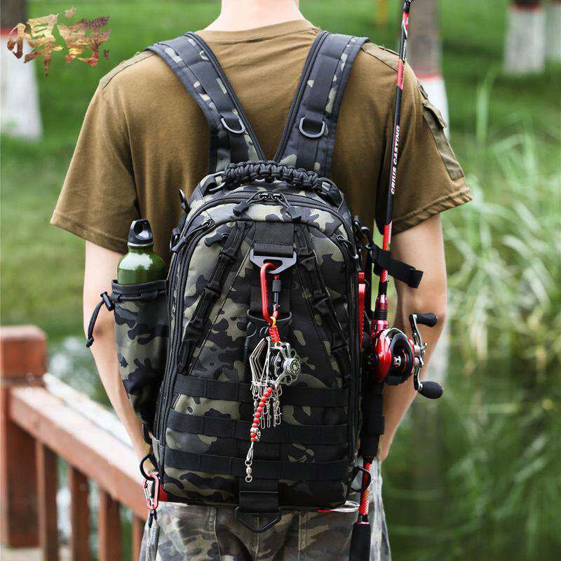 插竿路亚腰包户外战术背包登山骑行斜挎包渔具包多功能