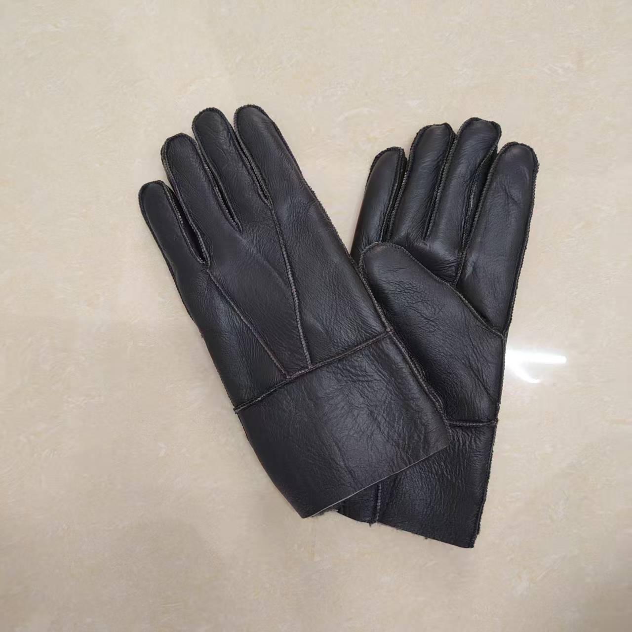 真皮一体羊皮五指骑行手套