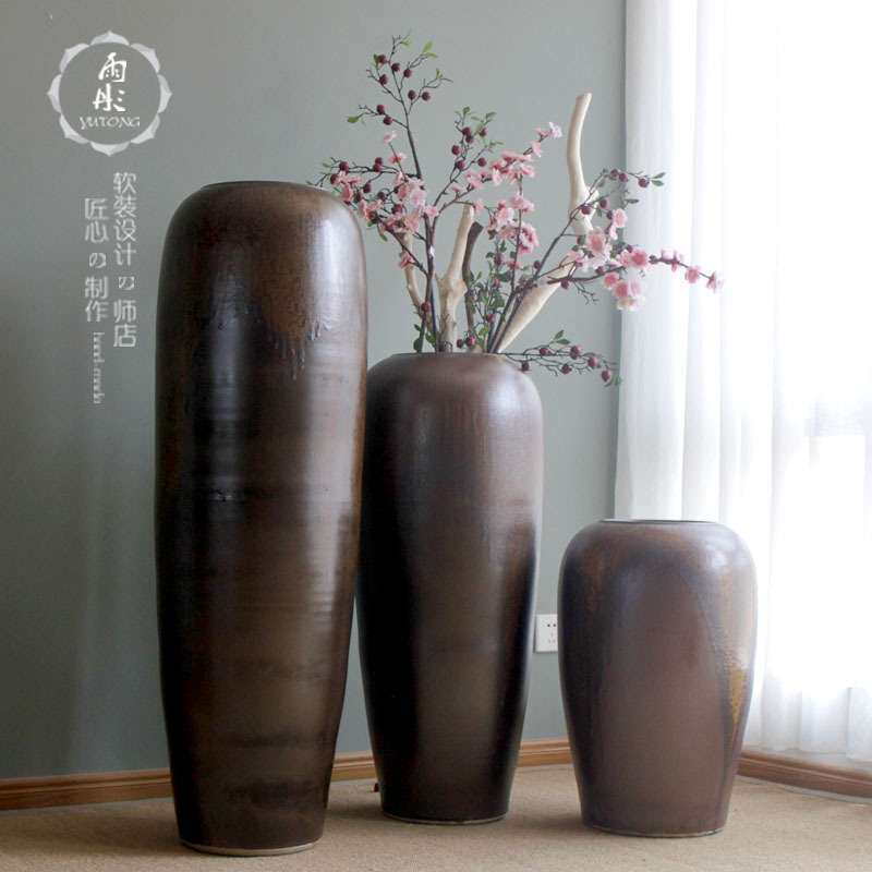 欧式复古创意陶艺陶瓷器落地大花瓶客厅家居软装饰品酒店摆件插花