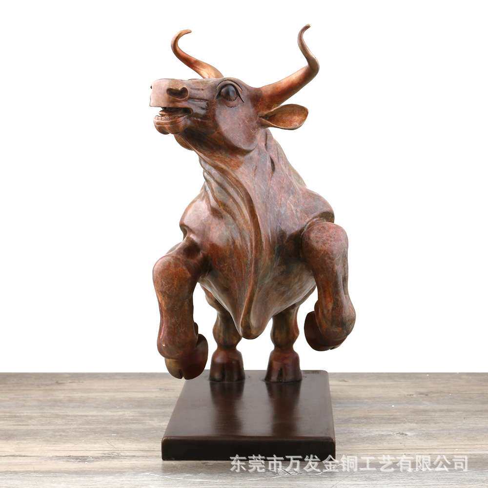 高温彩铜运垫如虹牛牛气冲天摆件家居饰品铜工艺品工厂
