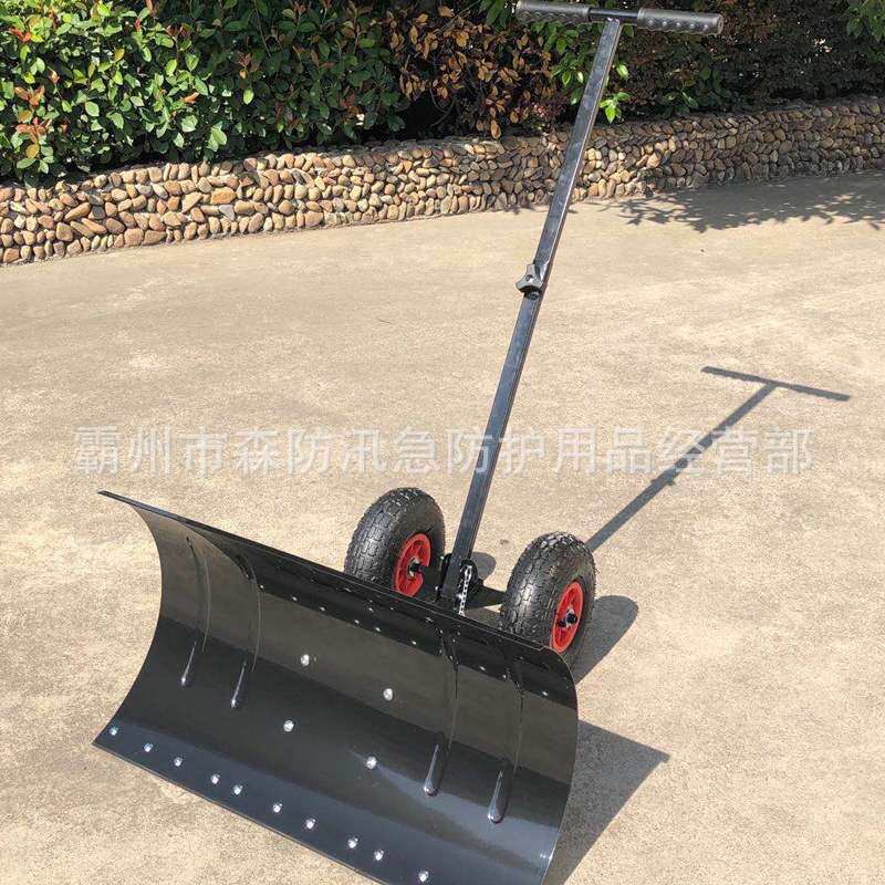 轮式推雪铲74*42推雪板带轮子手推农用除雪工具加厚2钢板清洗工具