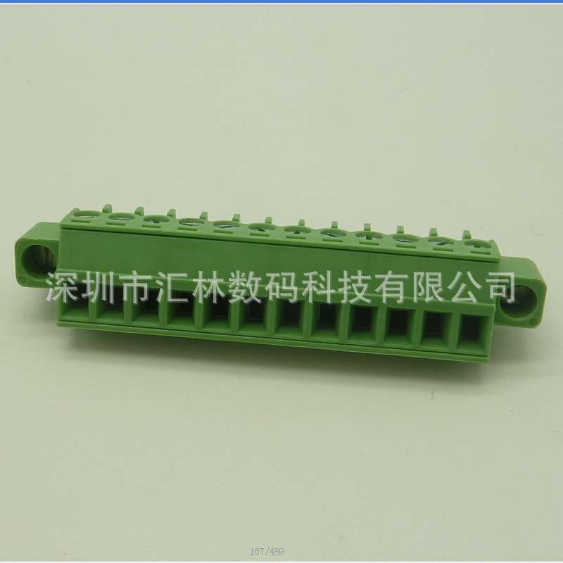 替代dinkle接线端子EC381VM-12P带耳插头-黑色/绿色-3.81穿墙端子