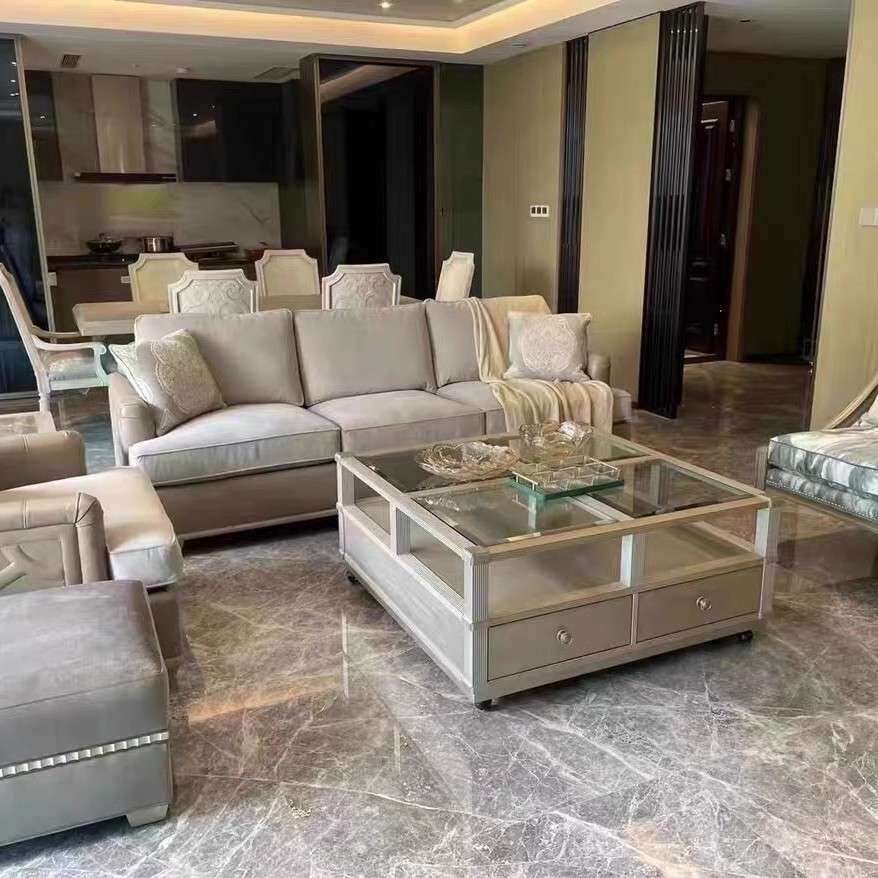 美式复古实木沙发客厅轻奢皮艺双三人位组合沙发ART建筑复兴家具