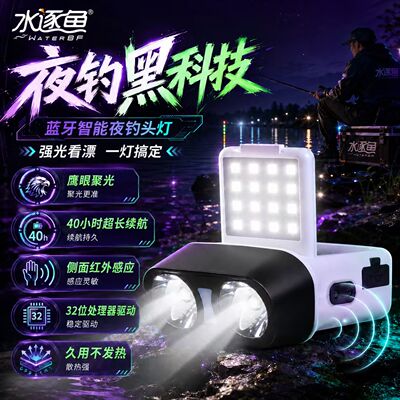 水逐鱼钓鱼头灯蓝牙AI感应聚光