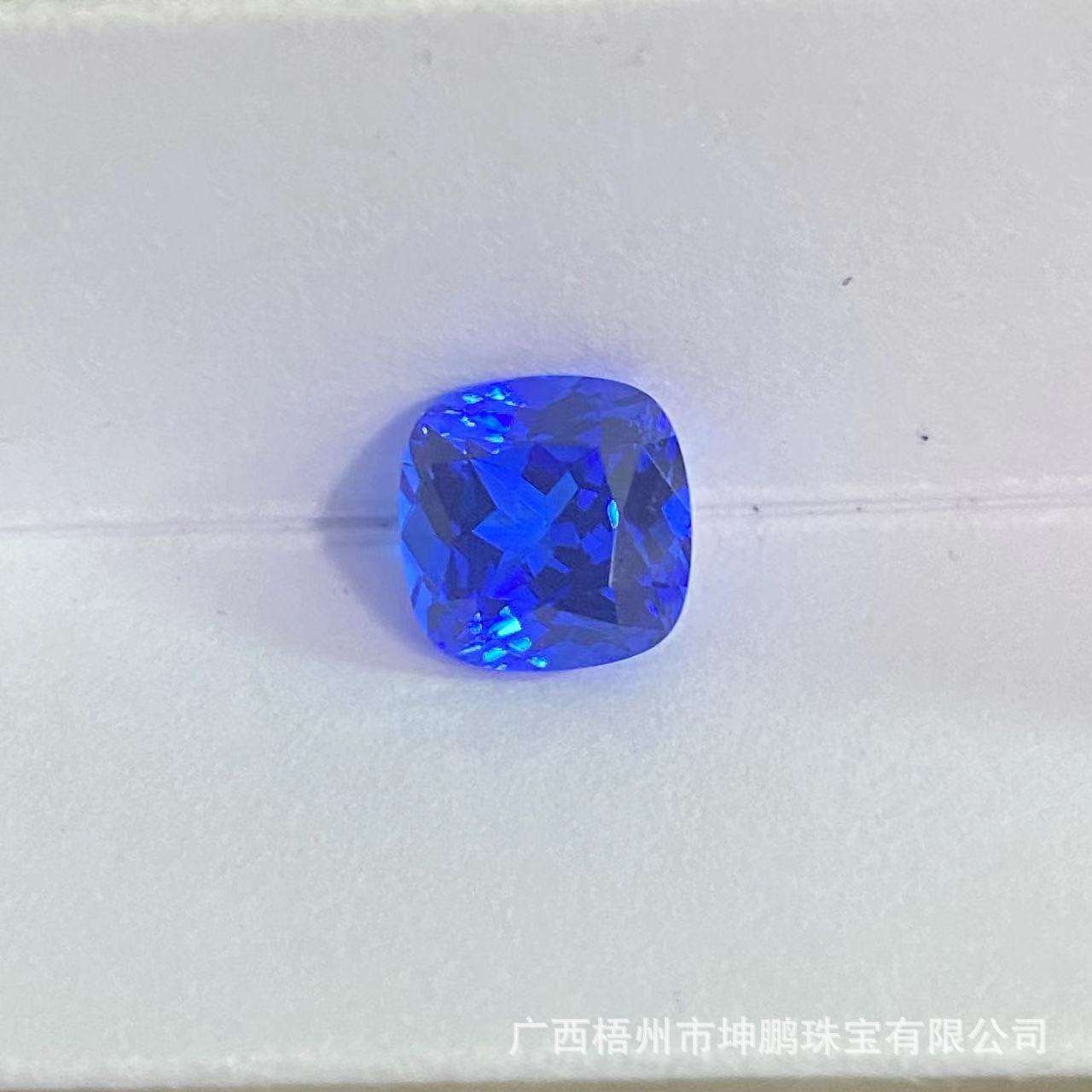 源头工厂矢车菊蓝肥正方实验室培育蓝宝石肥方天然底切割裸石戒面