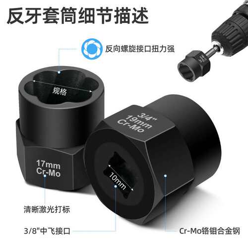 29件生锈滑牙轮胎螺母取出器反牙防滑螺旋套筒防盗螺专用汽修工具