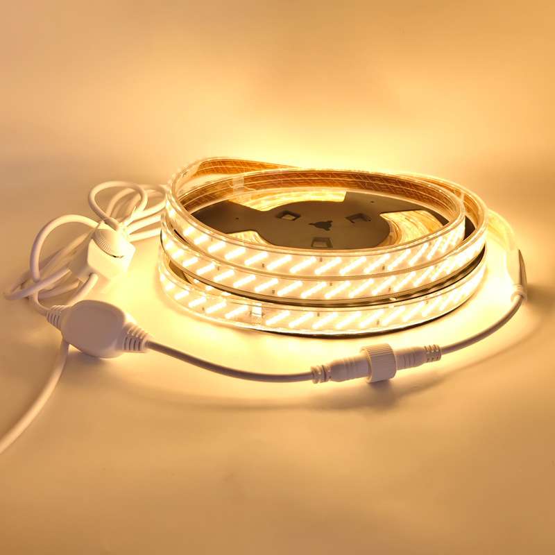 led灯带110V2835斜五排320灯高亮防水三代接口防水露营照明软灯条