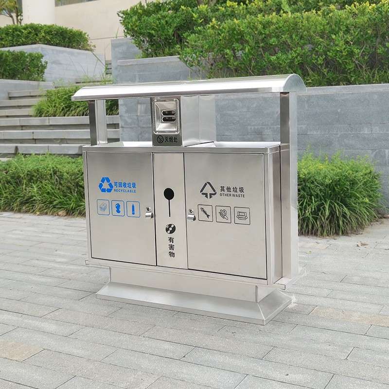 不锈钢1.0双分类公园广场街道户外庭院垃圾桶北京桶加厚方形防臭