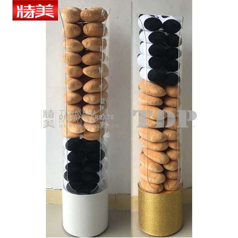 U型枕展示柜亚克力圆形透明落地立式收纳柜U型颈椎枕商品陈列柜