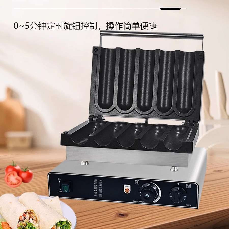 跨境商用数控两格鸡肉卷机网红爆款烤肉卷饼机班戟炉摆摊创业设备