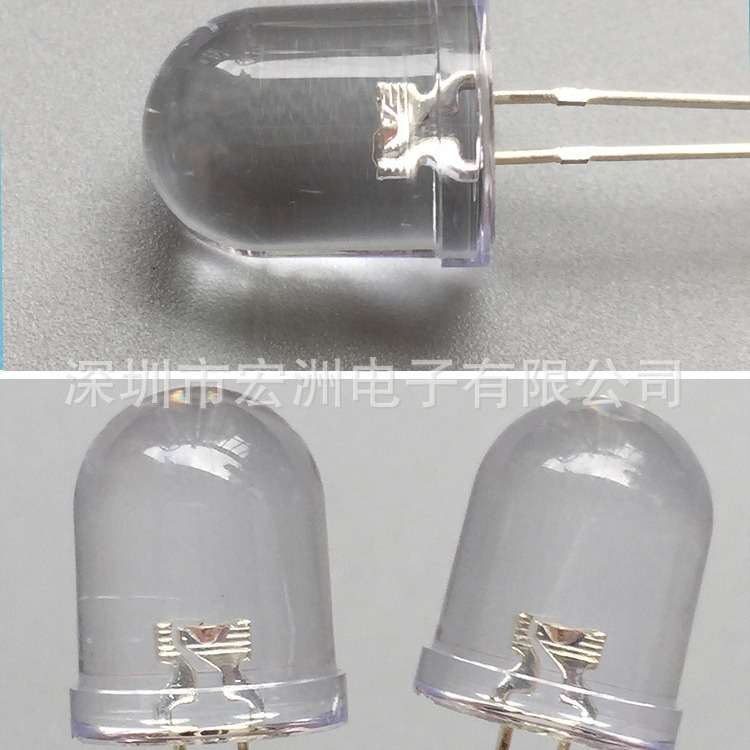 T10圆头超高亮白发蓝光 12V10MM聚光蓝灯发光二极管 12V电压灯珠